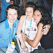 George Costacos backstage at Athens 2004 with "Sphinx" and Vicky Koulianou