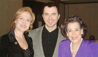 George Costacos with Anna Bergman and Kitty Carlisle Hart at the Noel Coward Society luncheon