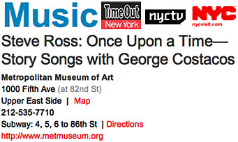 George Costacos event listing in Time Out New York magazine