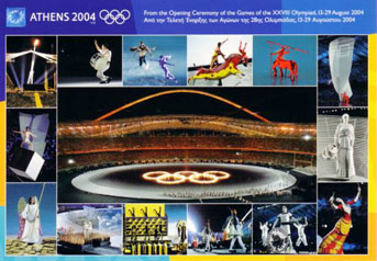 Athens 2004 Official Opening Ceremony Postcard. Photo Detail: George Costacos, as 1896 Olympic Revival Fencer.